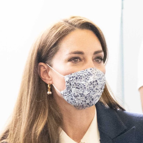 Duchess Kate wears Amaia Reusable Cotton Face Mask in Blue Pheobe