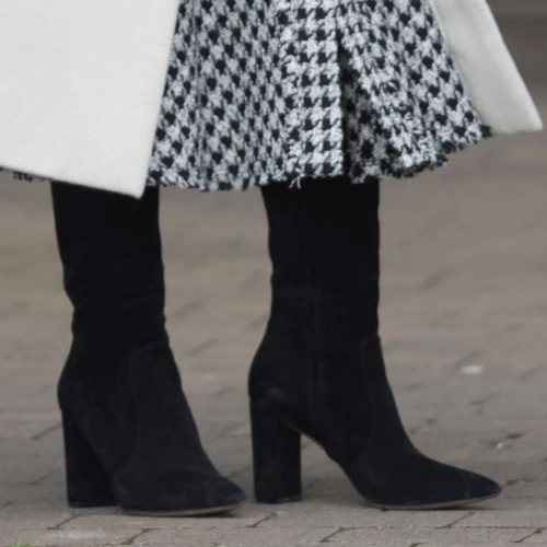 Princess Kate wears Gianvito Rossi Block Heel Boots in Black Suede