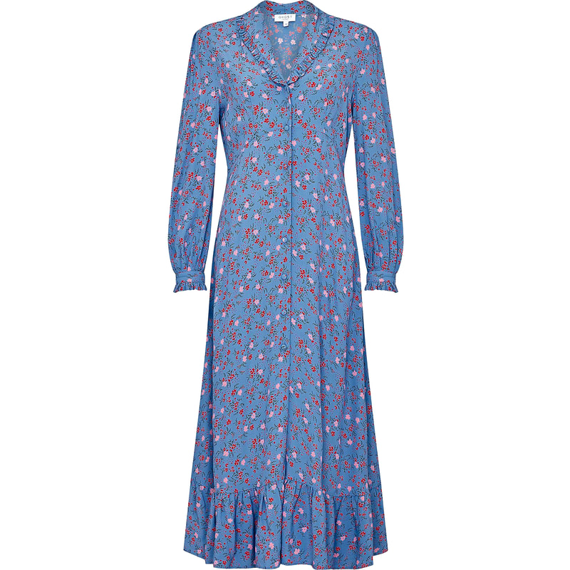 Ghost 'Anouk' Blue Floral Midi Dress
