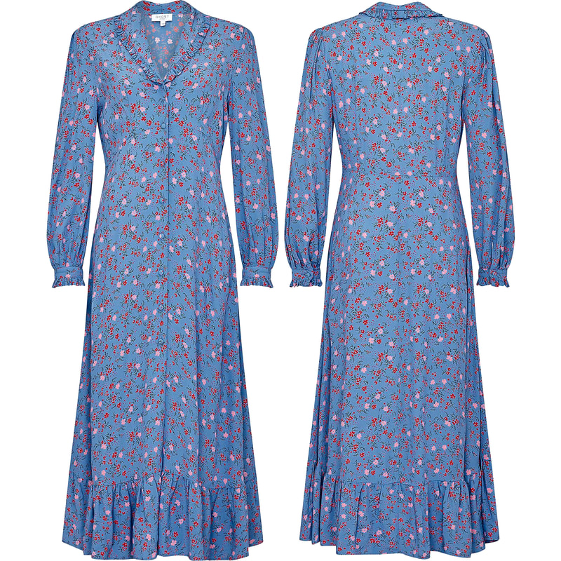 Ghost Anouk Blue Floral Midi Dress