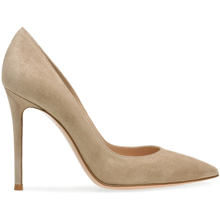 SCHUTZ Gilberta Leather Pumps Saddle Brown Natural Suede Pointed Toe Pumps 