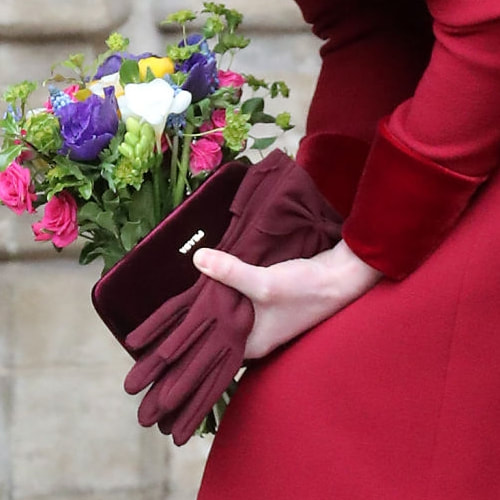 Burgundy bow gloves