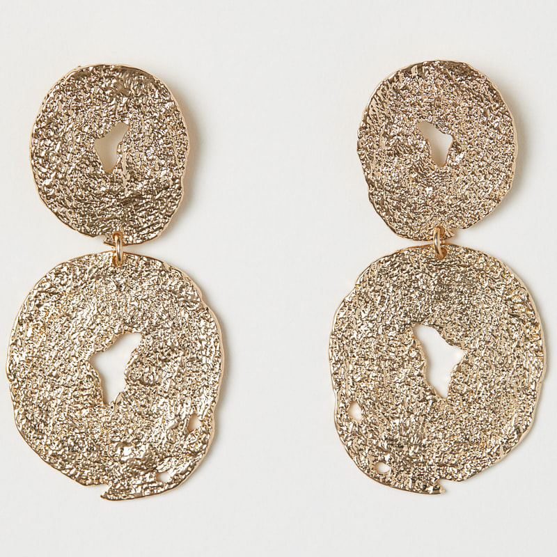 H&M Large Gold Hammered Metal Earrings
