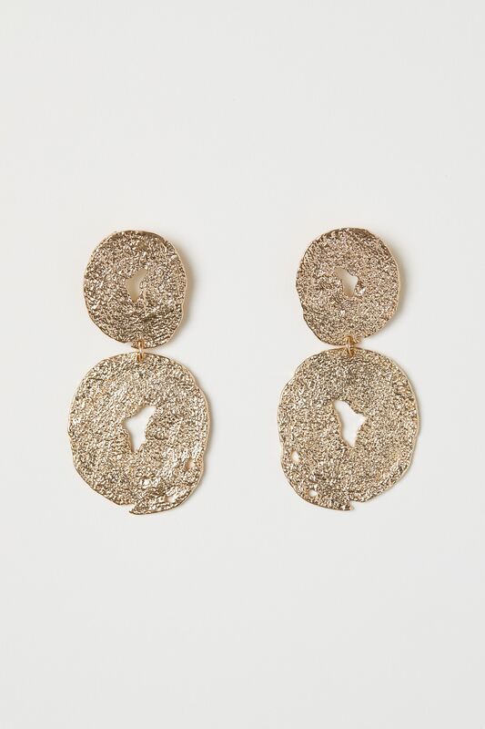 H&M Large Gold Hammered Metal Earrings