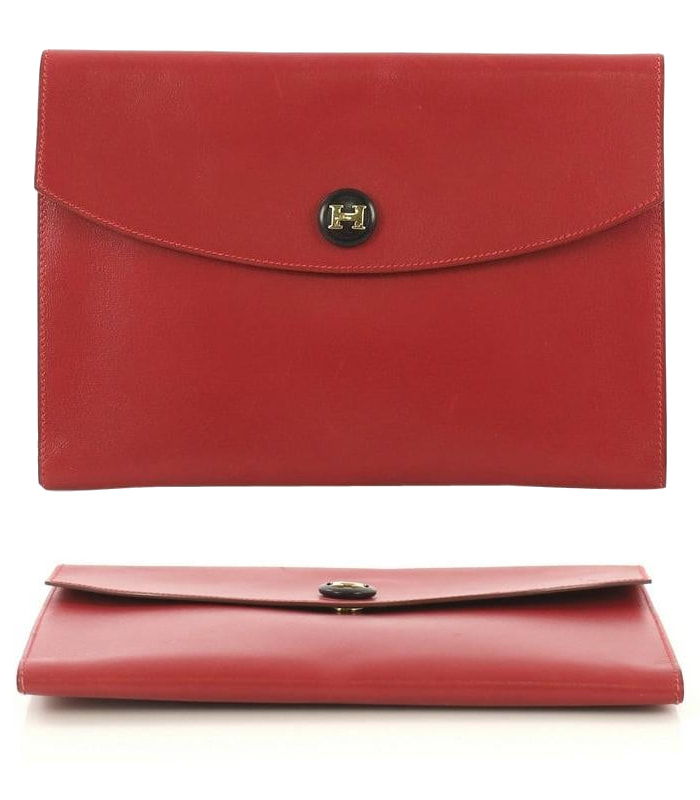 Hermès 'Rio' clutch in rouge leather