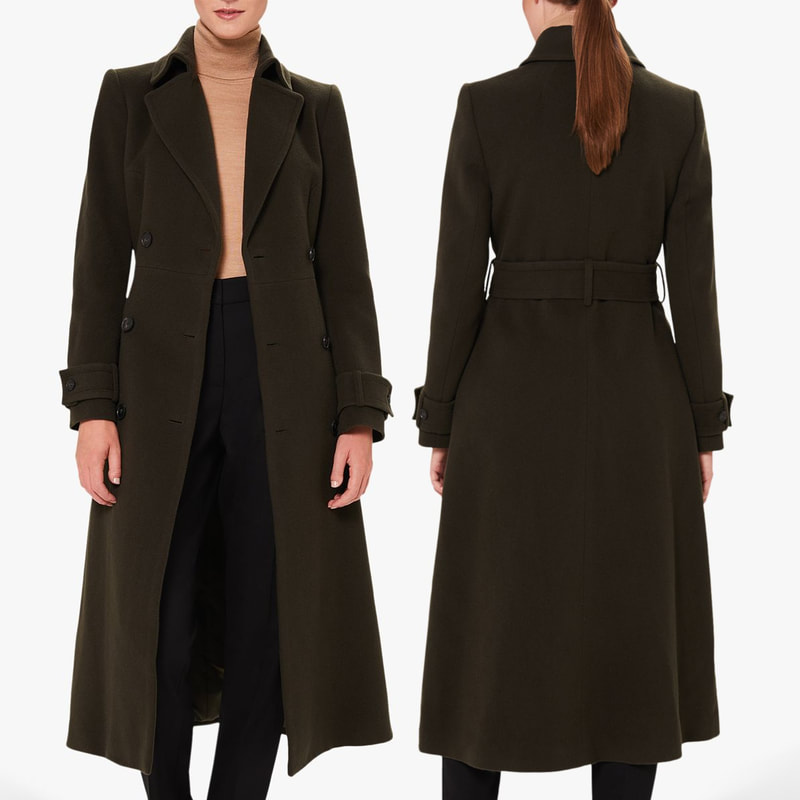 Hobbs 'Lori' Wool Cashmere Blend Belted Long Coat in Olive