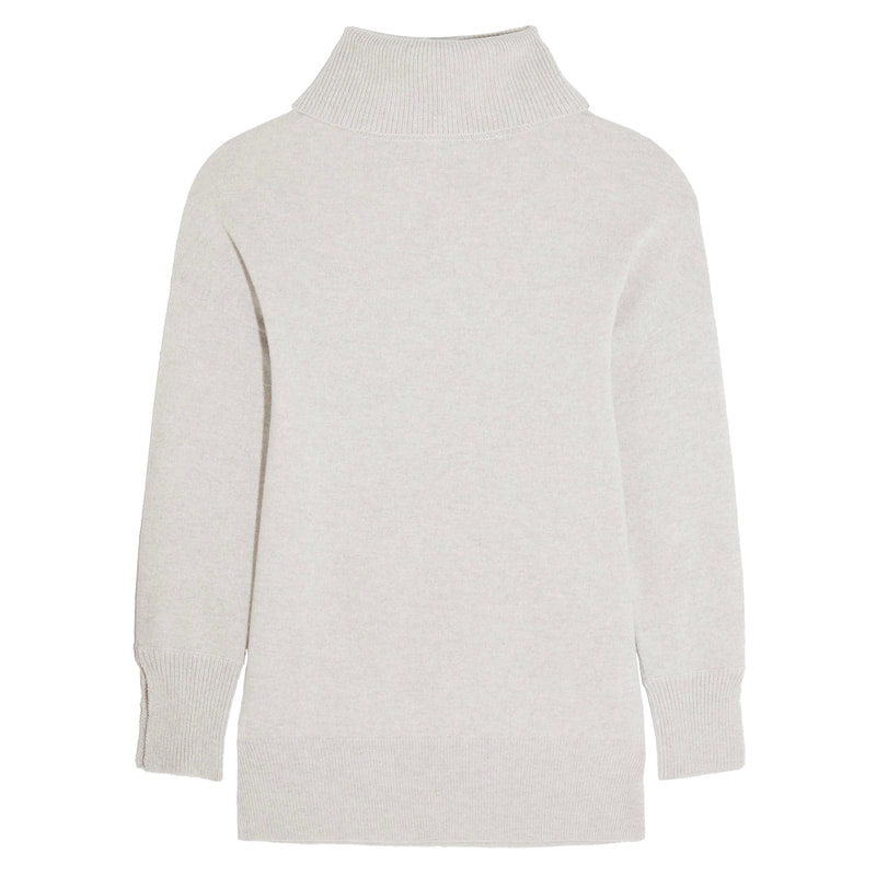 Iris and Ink 'Grace' Cashmere Turtleneck Sweater in Light Grey