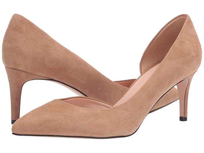 J.Crew 65mm Lucie and Colette d'Orsay suede pump in ashen brown
