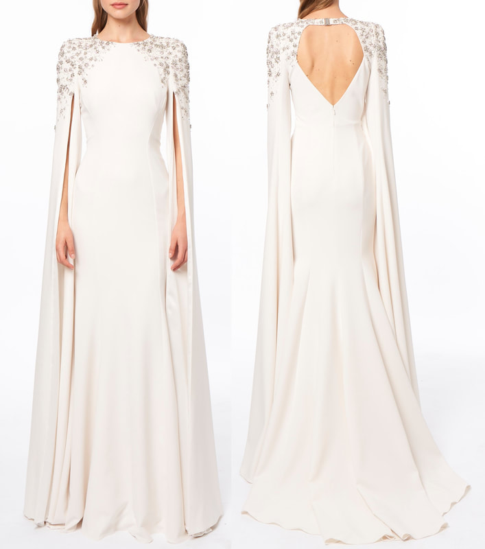 Jenny Packhame Elspeth cape gown in white