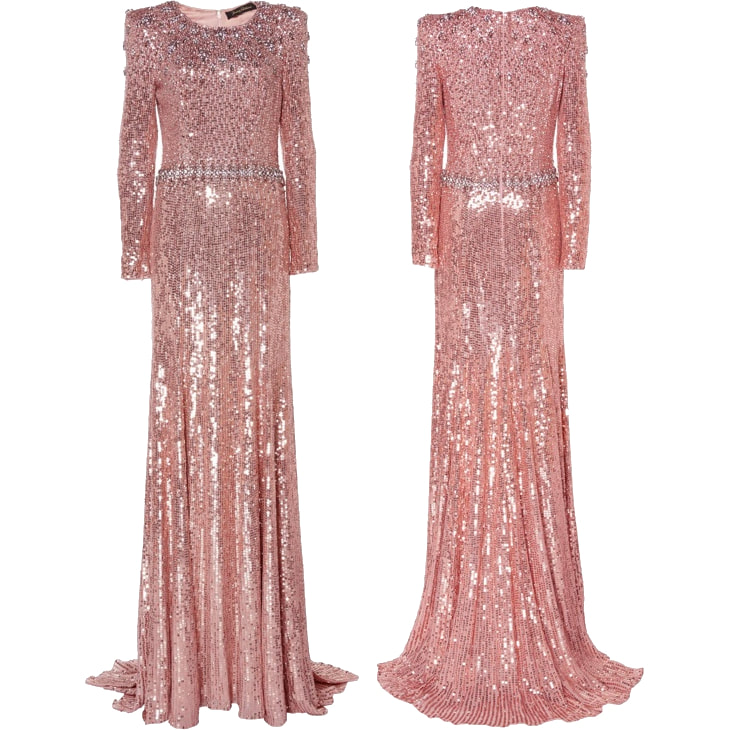 Jenny Packham Georgia Sequin Embellished Gown in Pink