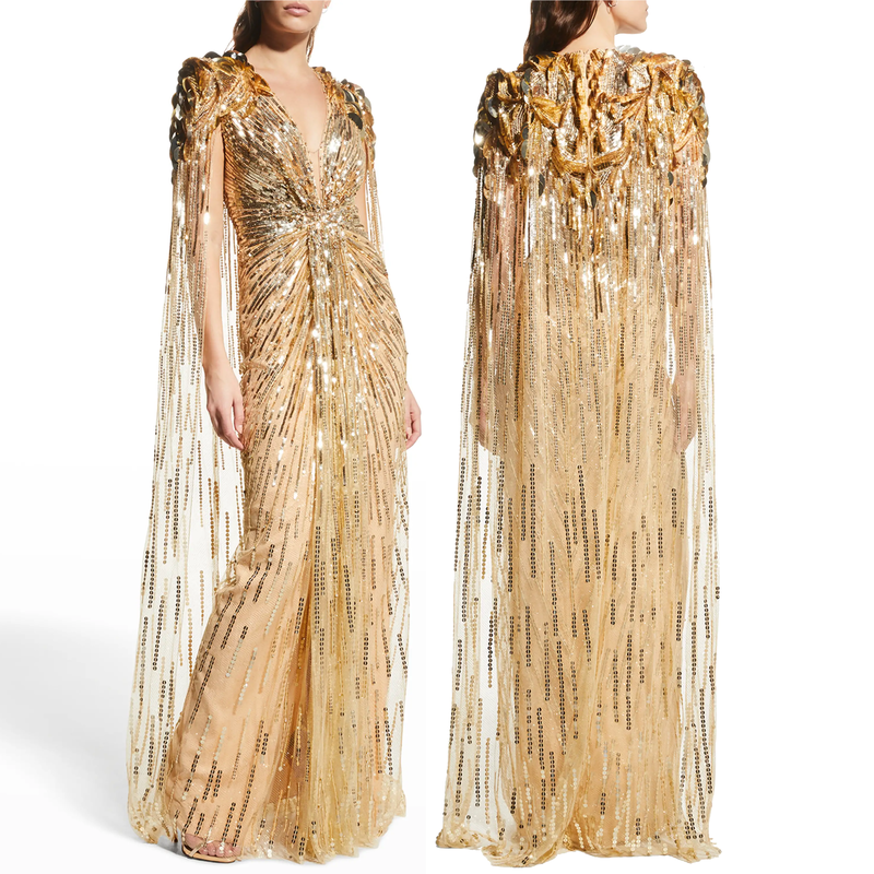 Jenny Packham x 007 Capsule Collection Goldfinger Cape Gown