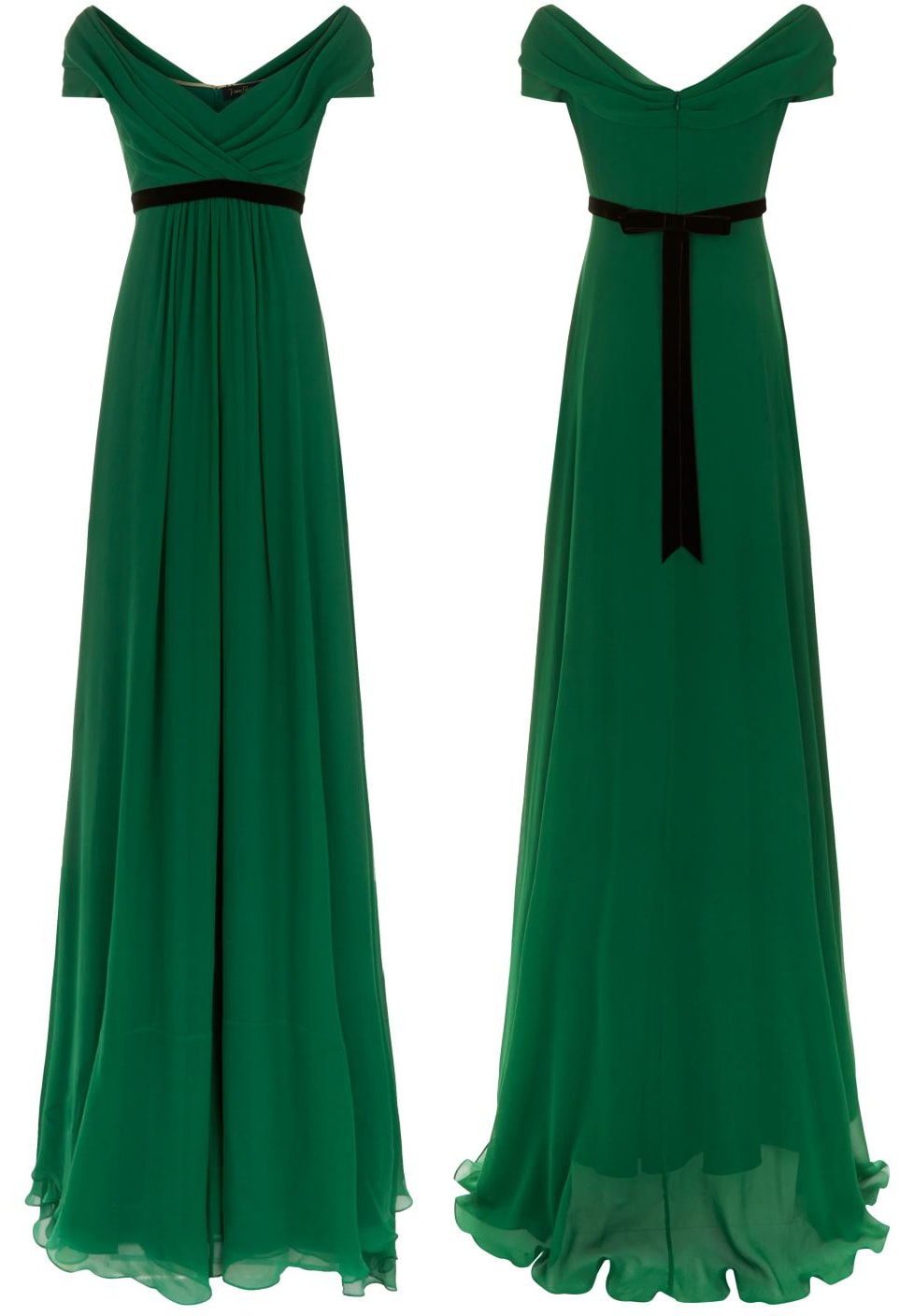 Jenny Packham Lucerne Green Belted Chiffon Gown