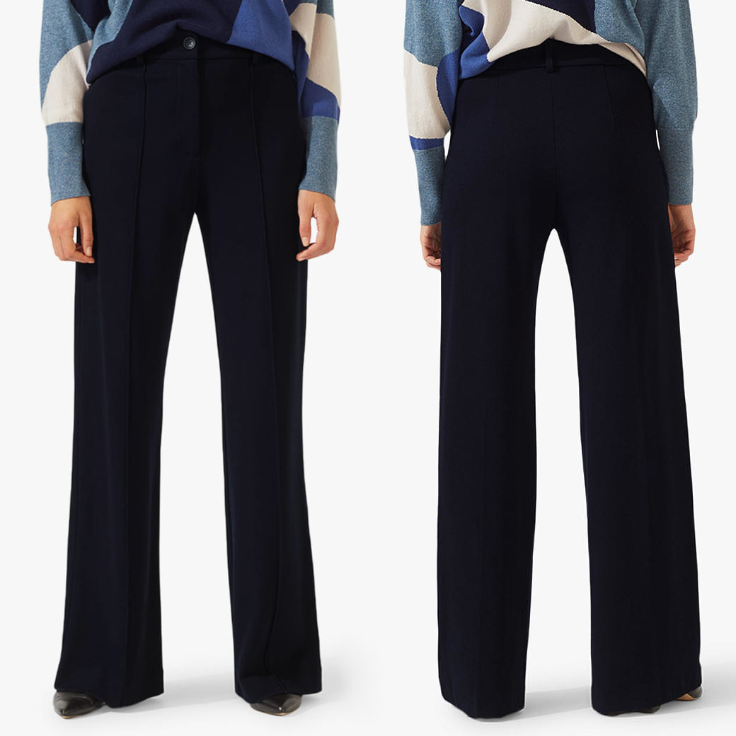 Jigsaw High Waisted Sport Luxe Trousers in Navy