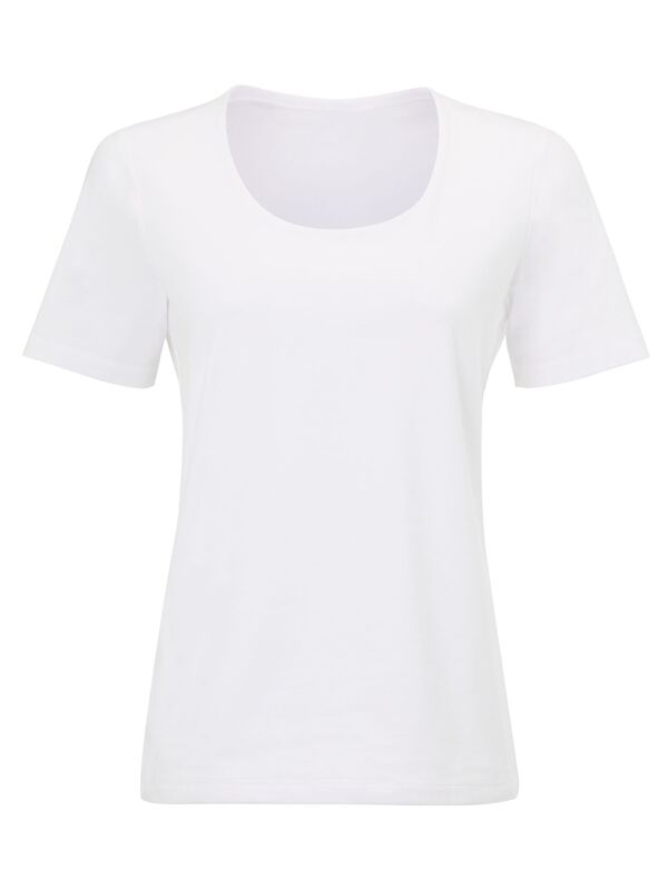 John Lewis & Partners Double Front Scoop Neck Top in White.