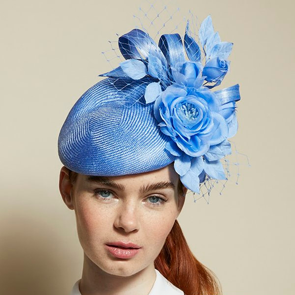 Juliette Botterill Floral Leaf Teardrop Hat in Blue