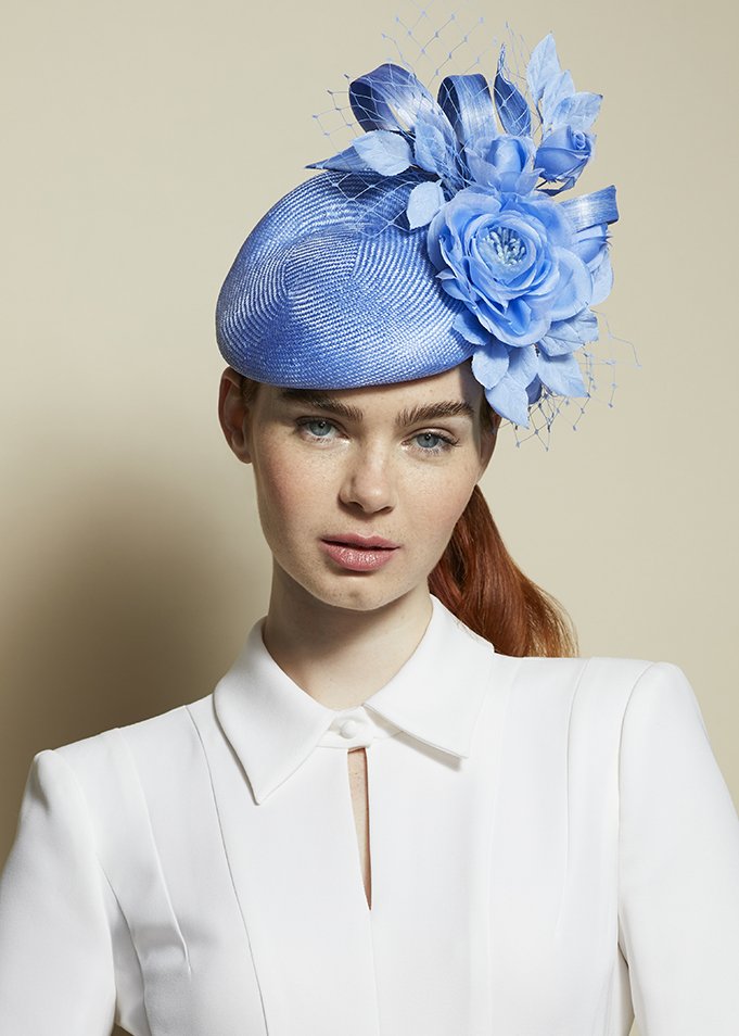 blue Juliette Botterill Floral Leaf Teardrop hat
