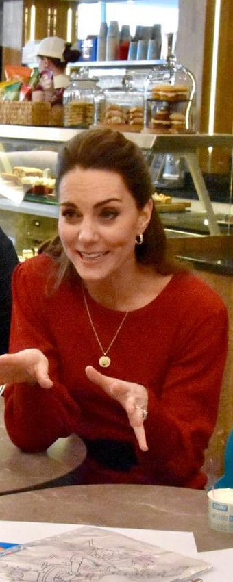 Daniella Draper Personalised Gold Midnight Moon Necklace as seen on Kate Middleton, The Duchess of Cambridge for visit to Mumbles and Port Talbot
