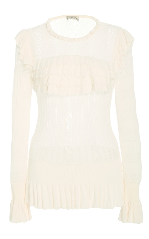 Temperley London Cypre Pointelle Frill Top