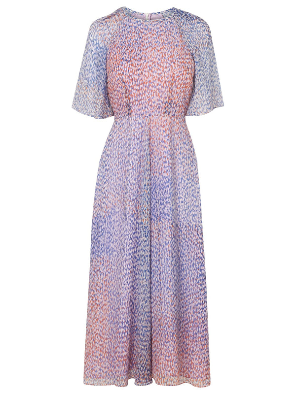 LK Bennett 'Madison' Chiffon Silk Dress in Blue Multi