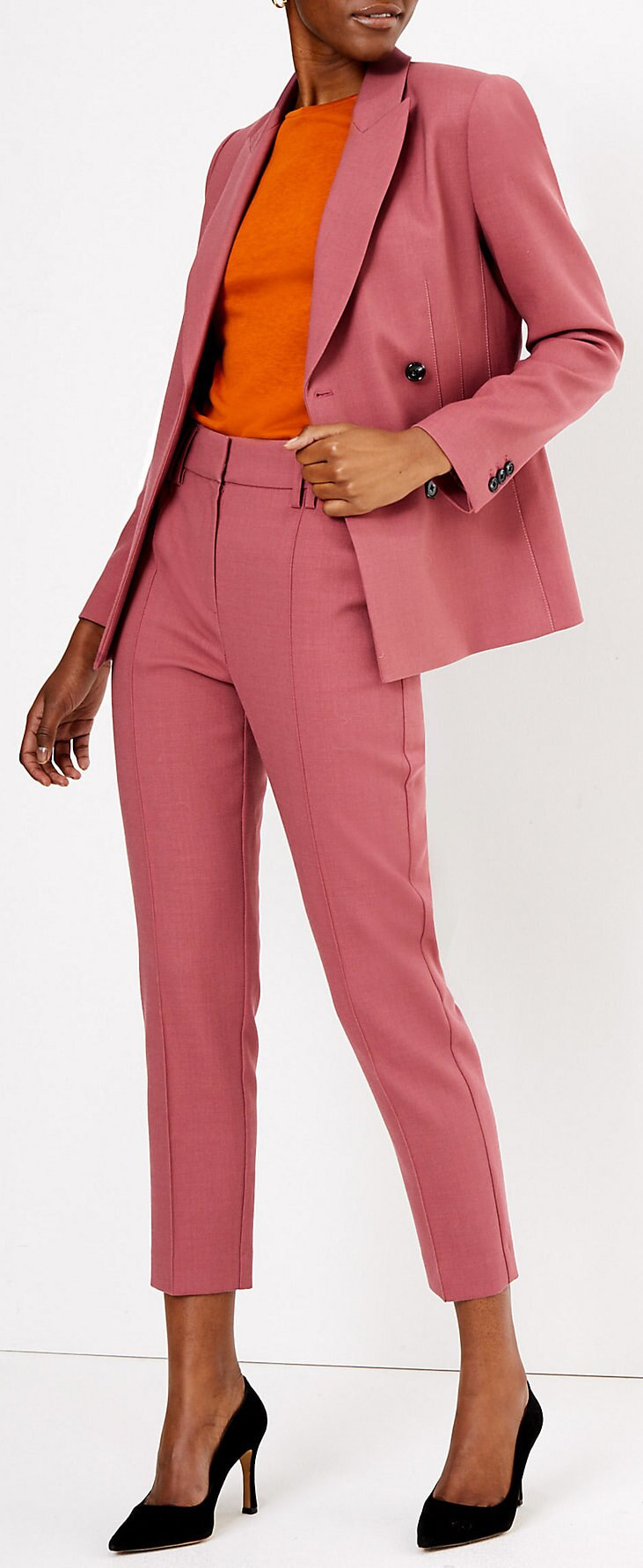 Marks & Spencer Dark Rose Wool Blend Pant Suit