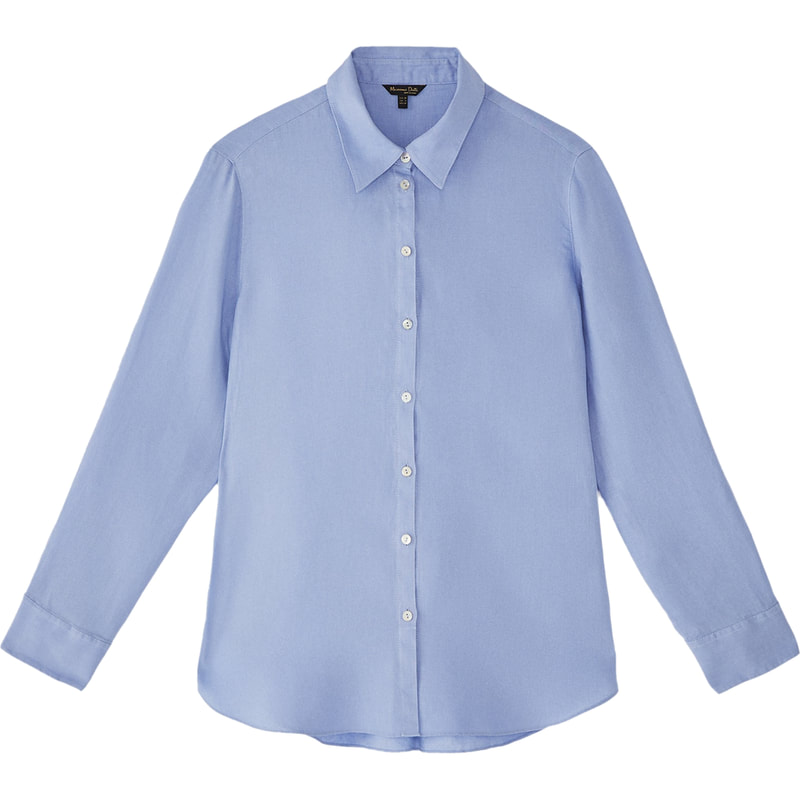 Massimo Dutti Sky Blue Plain Linen Shirt