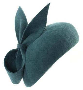 Gina Foster Meribel green felt beret hat with bow