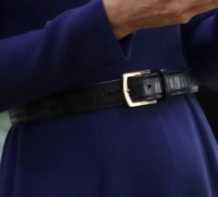 Duchess Kate wears navy croc embossed belt 