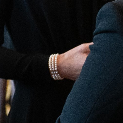 Princess Kate wears Princess Diana's Nigel Milne 3-Strand Pearl Bracelet
