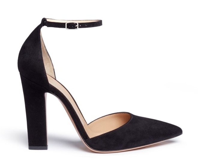 Gianvito Rossi Ankle Strap Suede D'orsay Pumps