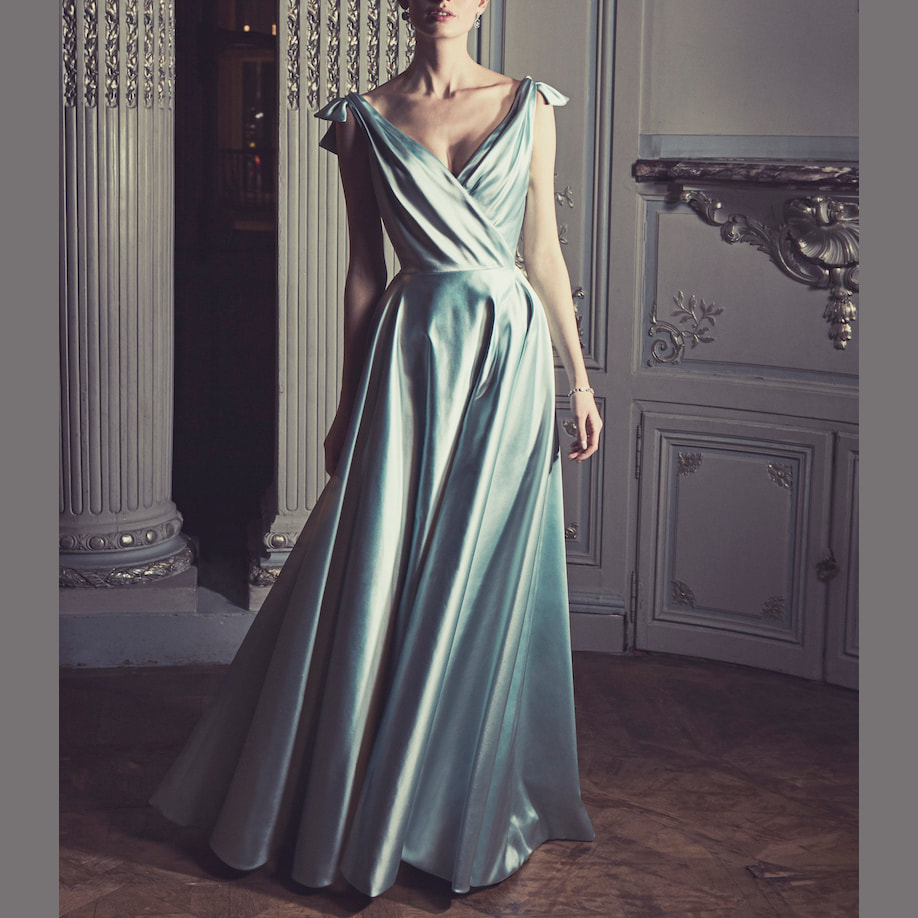 Phillipa Lepley Vienna Crossover Gown in Turquoise