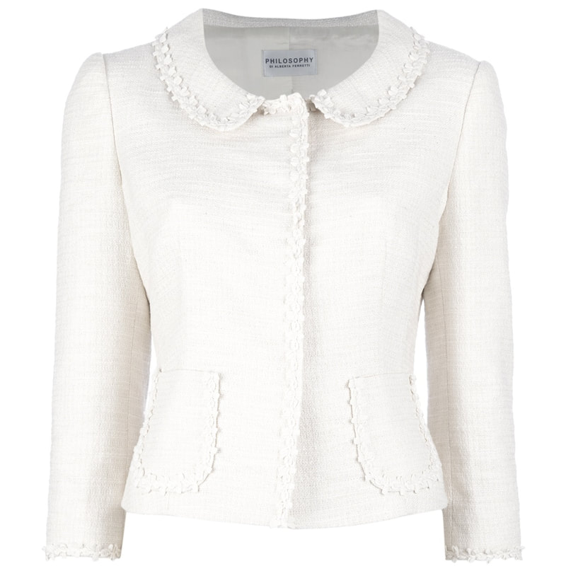 Philosophy di Alberta Ferretti Cropped Tweed Jacket in White