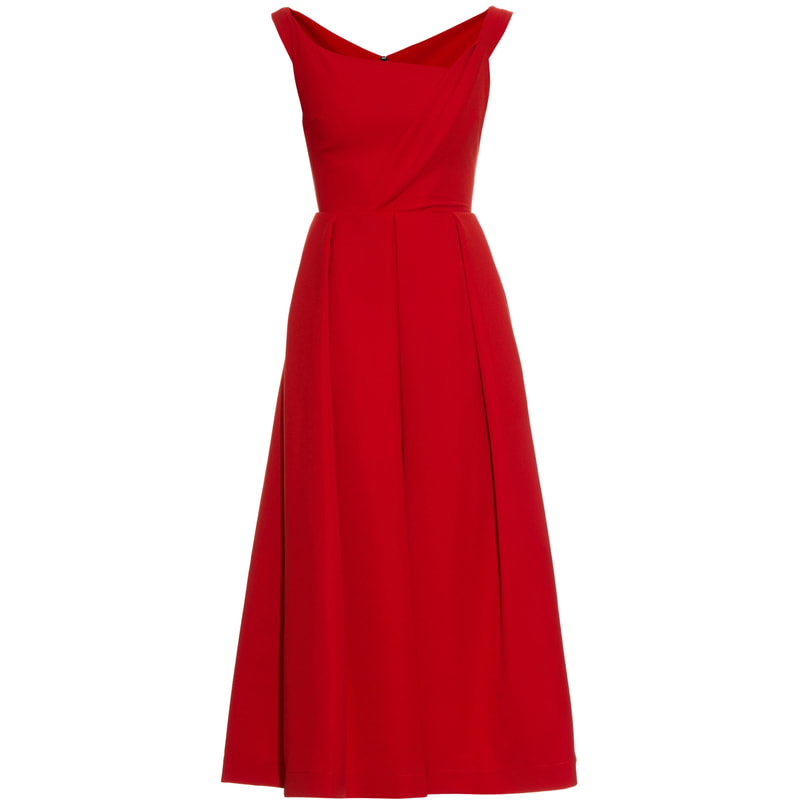 Preen by Thornton Bregazzi Finella Red Satin Midi Dress