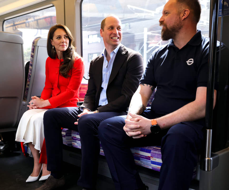 Prince and Princess of Wales catch Elizabeth Line Train on 4th May 2023