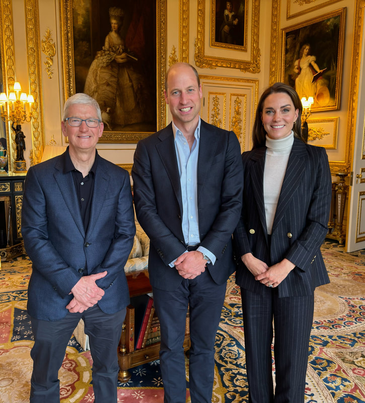 Prince William and Catherine, Princess of Wales met with Apple's CEO, Tim Cook, at Windsor Castle on a Friday 29th September 2023
