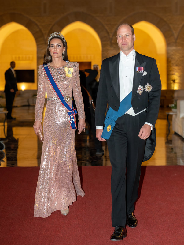 Prince William and Catherine, Princess of Wales attend wedding reception of Prince Al Hussein & Princess Rajwa of Jordan on 1 June 2023