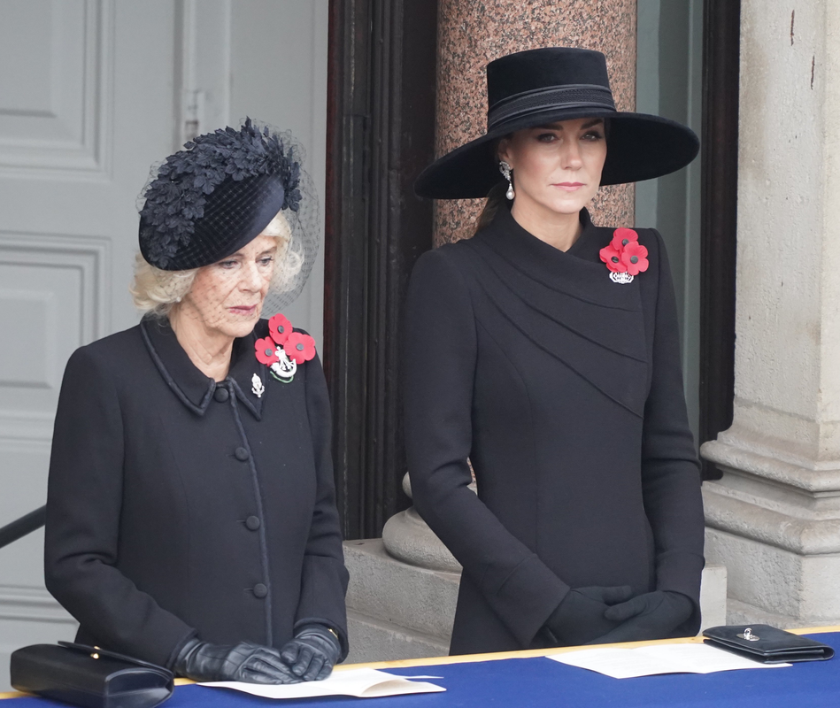 Catherine, Princess of Wales and Queen Camila attend the National Service of Remembrance at the Cenotaph in Whitehall, London on 13th November 2022