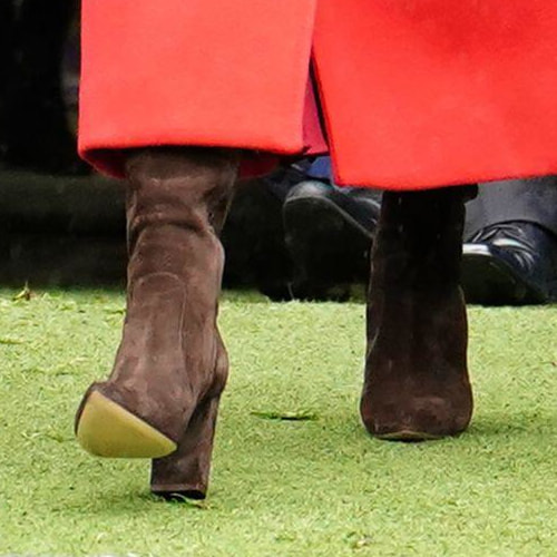 Princess Kate wears Gianvito Rossi block heel boots in chocolate brown suede