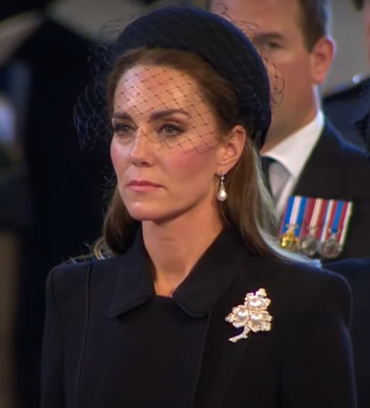Catherine, The Princess of Wales honored the late Queen by wearing the Diamond and Pearl Leaf brooch which belonged to Her Majesty