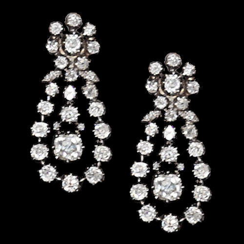 Queen Elizabeth II Diamond Orbital Pendant Earrings