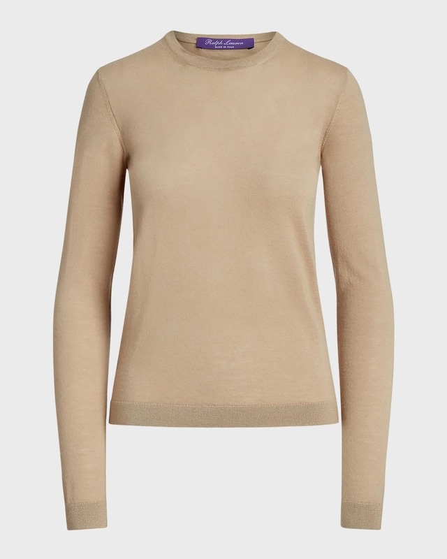 Ralph Lauren Collection Cashmere Knit Crewneck Sweater in Tan