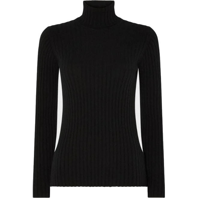 Really Wild Cashmere Ribbed Rollneck Sweater in Black​