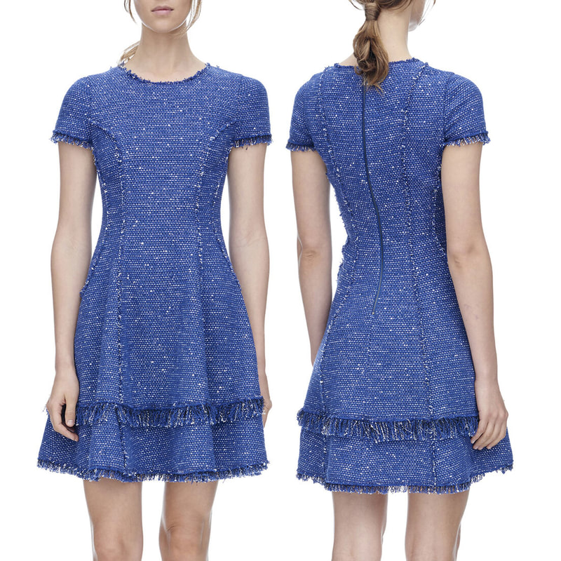 Rebecca Taylor blue sparkle tweed ruffle skirt dress