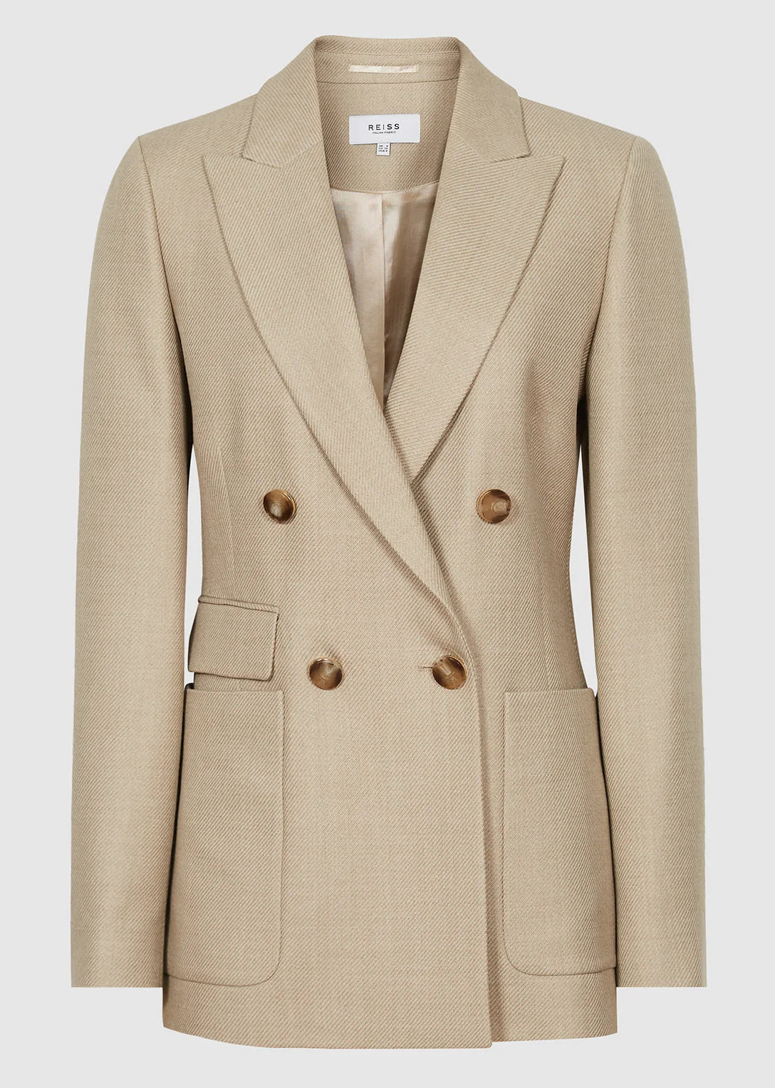 Reiss 'Larsson' double-breasted Twill blazer in neutral