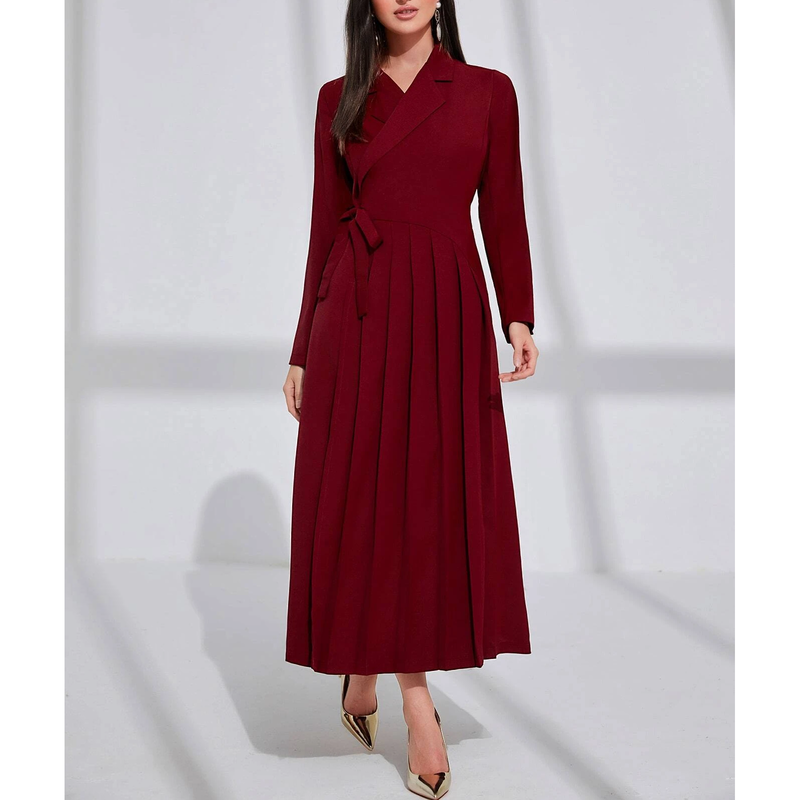 Karen Millen Long Sleeve Pleated Midi Trench Dress in Merlot - Kate  Middleton Dresses - Kate's Closet