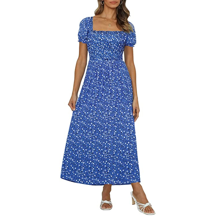 Tory Burch Smocked Midi Dress in Blue Painted Roses - Kate Middleton  Dresses - Kate's Closet
