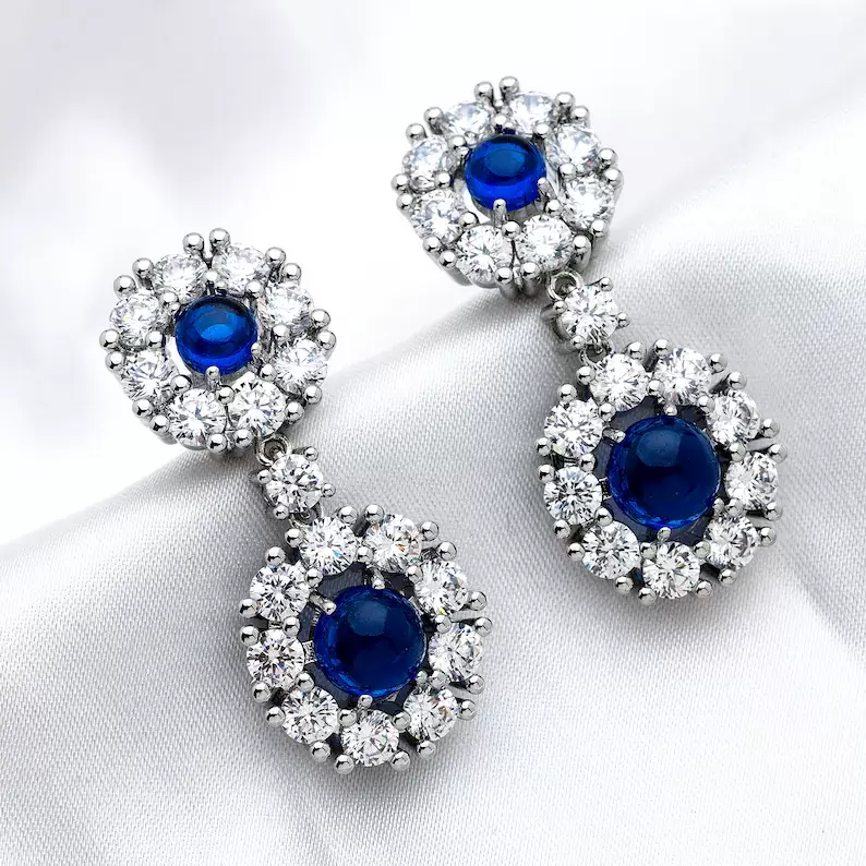 Princess Diana's Cabochon Sapphire Drop Earrings - Kate Middleton ...