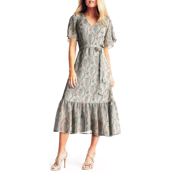 Ridley London 'Virginia Midi' Elegance Silk Chiffon Dress