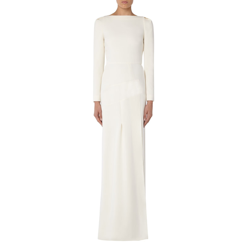 Roland Mouret Ella Off-White Wool-Crepe Gown