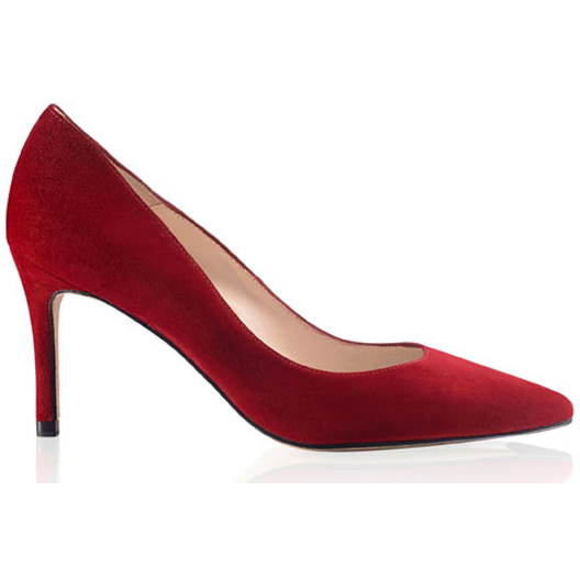 Russell & Bromley Pinpoint Red Suede Pumps