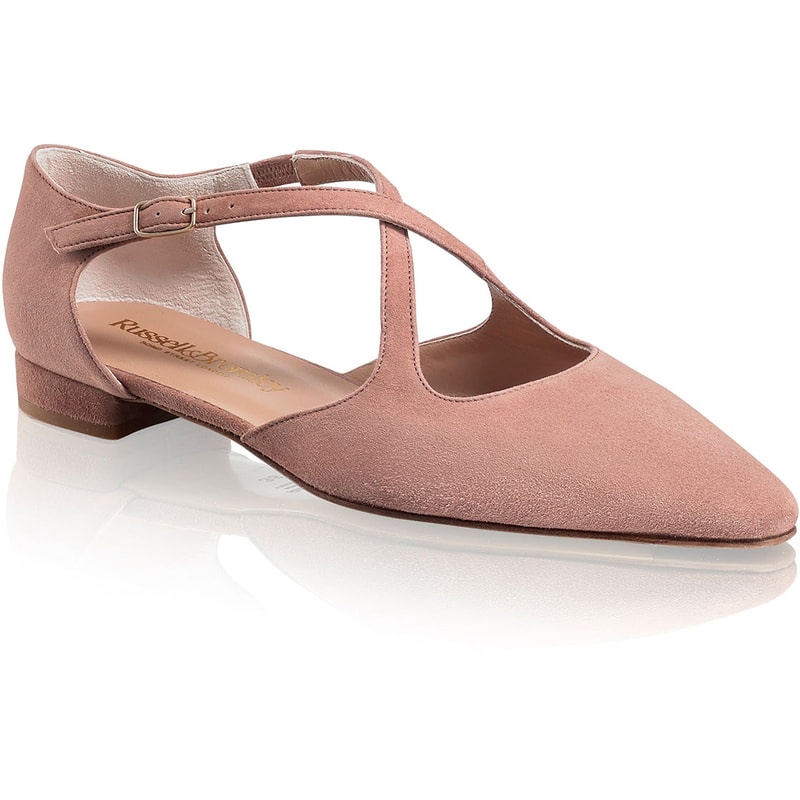Russell & Bromley Xpresso Blush Suede Crossover Flat